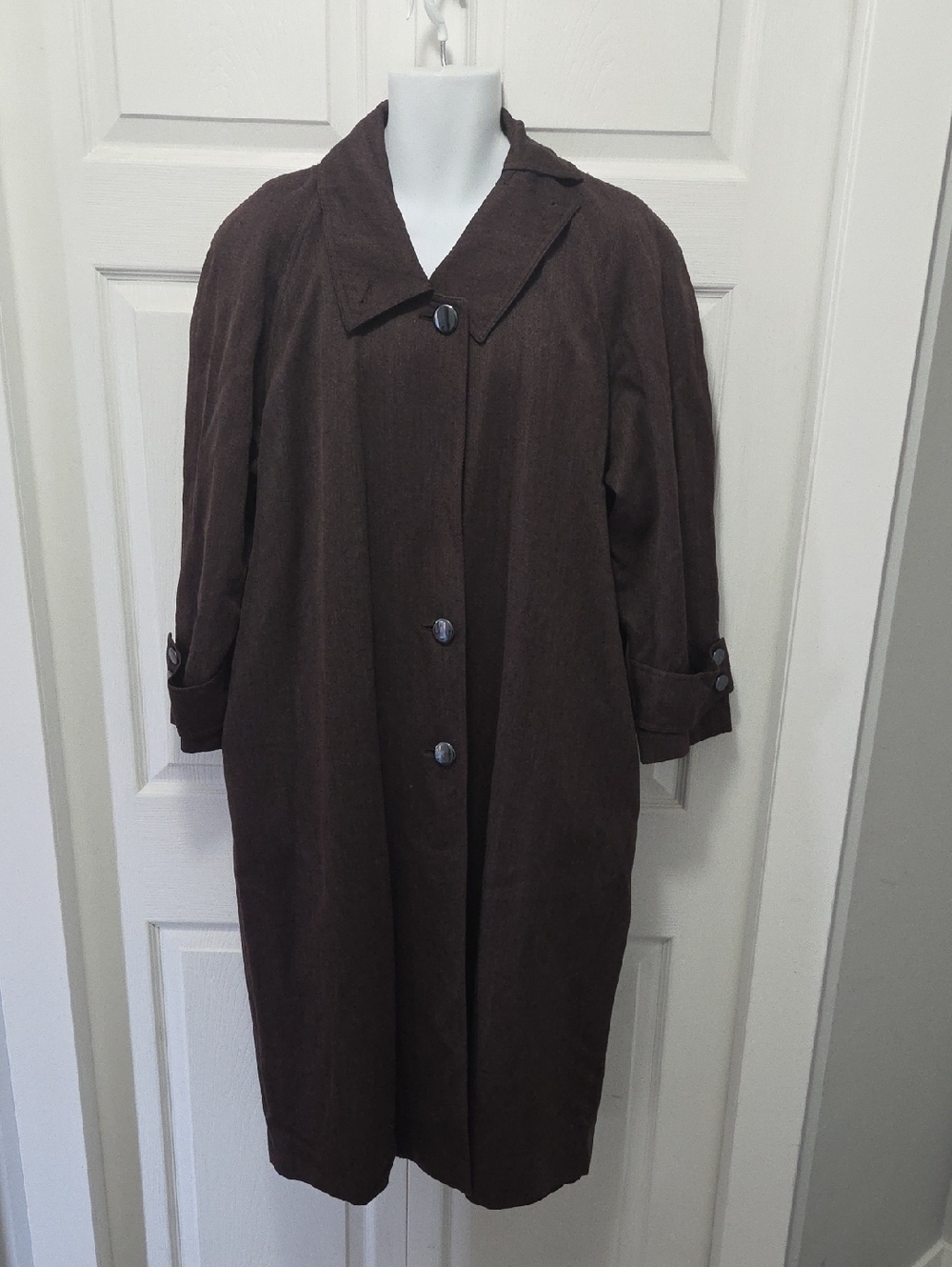 Pure Virgin Wool Classic Brown Women's Long Coat Fits A 24.5" Ptp (Xl)